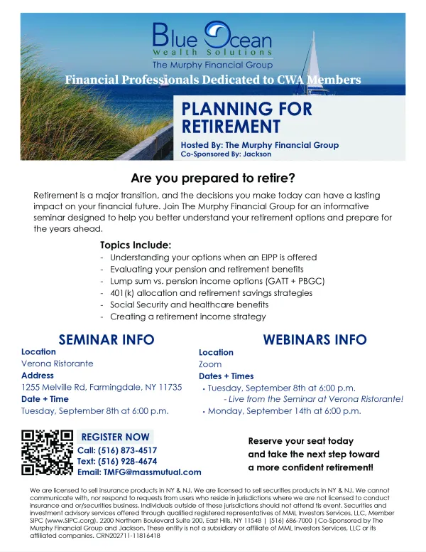 Blue Ocean Wealth Solutions September 2026 agenda